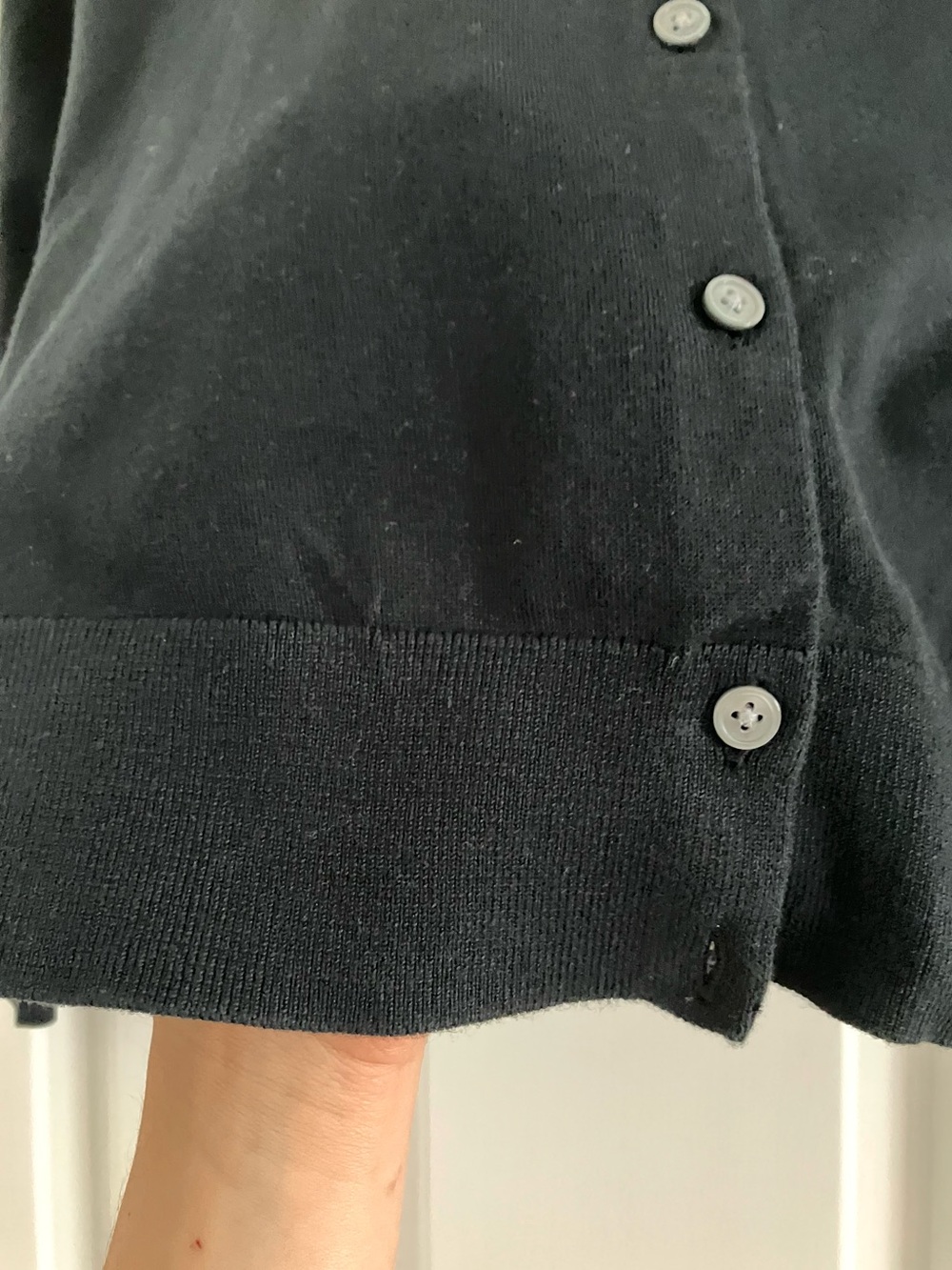 J. Crew Black Button Up Preppy Minimalist Ribbed Cotton cardigan-Size XS - Picture 3 of 10